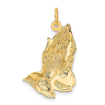 10k Large Polished Praying Hands Pendant