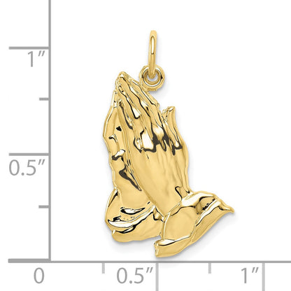 10k Large Polished Praying Hands Pendant