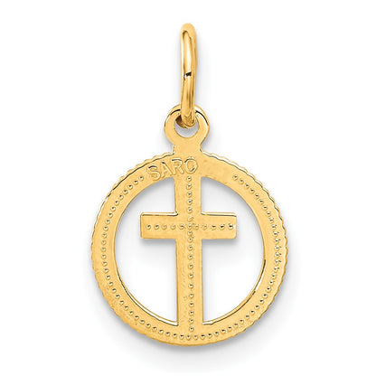 10k Eternal Life Cross in Circle Charm