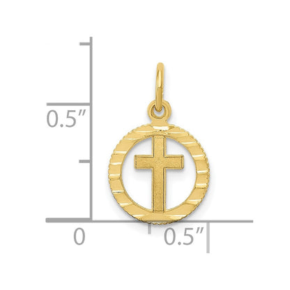 10k Eternal Life Cross in Circle Charm