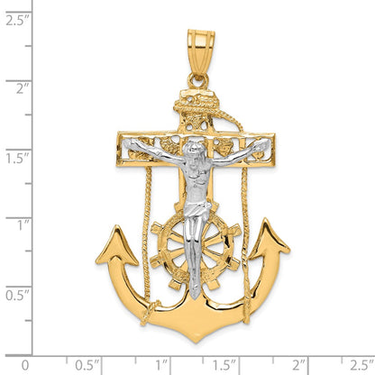 10k Two-tone Large Mariners Crucifix Pendant