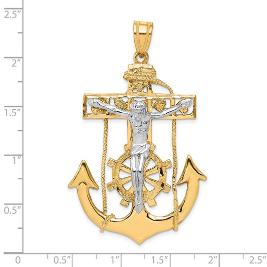 10k Two-tone Large Mariners Crucifix Pendant