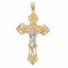 10k Two-tone Large INRI Fleur De Lis Crucifix Pendant