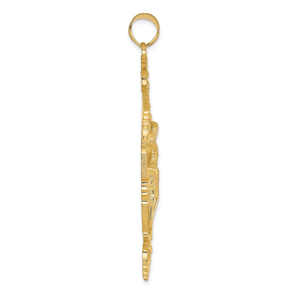 10k INRI Fleur De Lis Crucifix Pendant