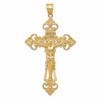 10k Large INRI Fleur De Lis Crucifix Pendant