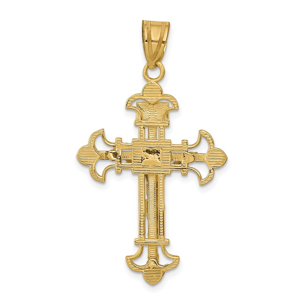 10k INRI Fleur De Lis Crucifix Pendant