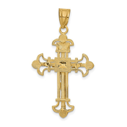 10k INRI Fleur De Lis Crucifix Pendant