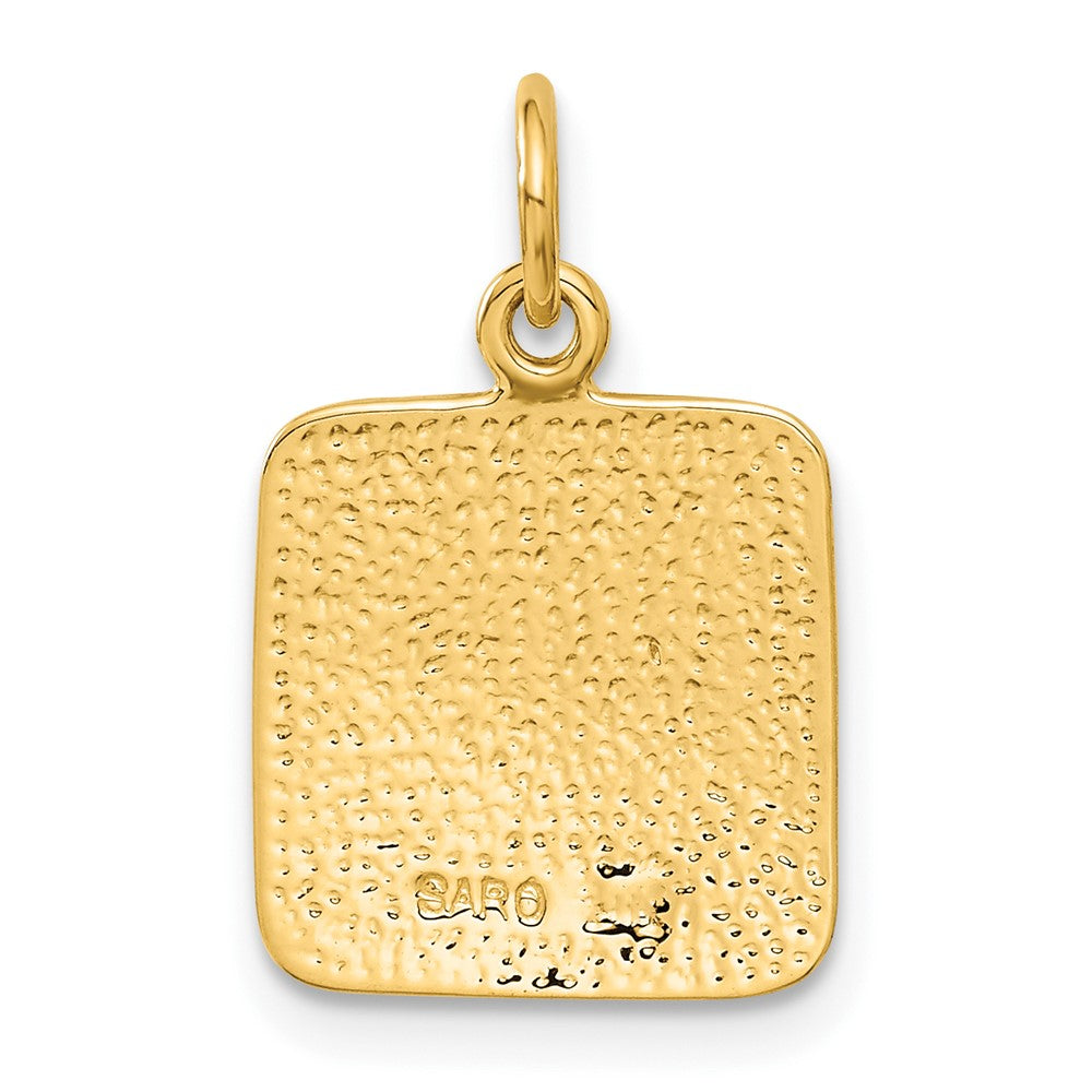 10k Satin Diamond-cut Square Angel Charm