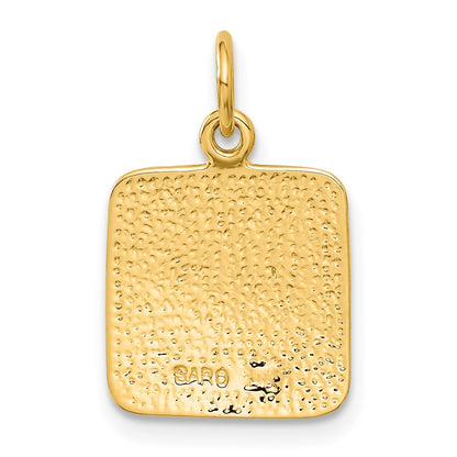 10k Satin Diamond-cut Square Angel Charm
