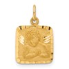 10k Satin Diamond-cut Square Angel Charm