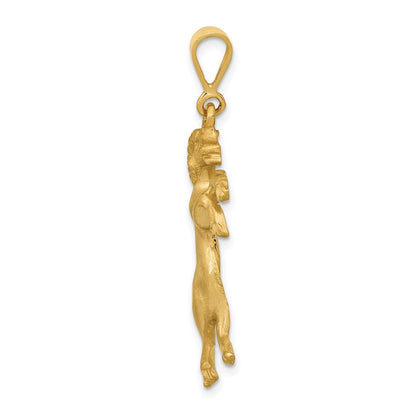10k Large Satin Diamond-cut Aries Zodiac Charm