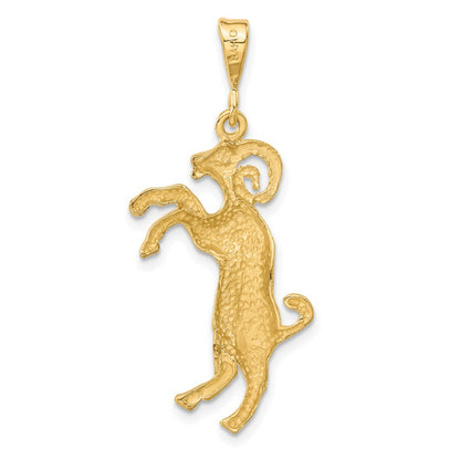 10k Large Satin Diamond-cut Aries Zodiac Charm
