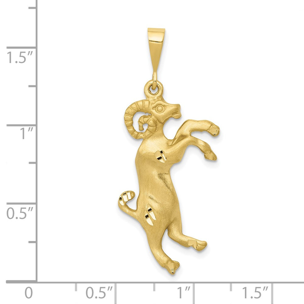 10k Large Satin Diamond-cut Aries Zodiac Charm