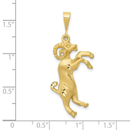 10k Large Satin Diamond-cut Aries Zodiac Charm