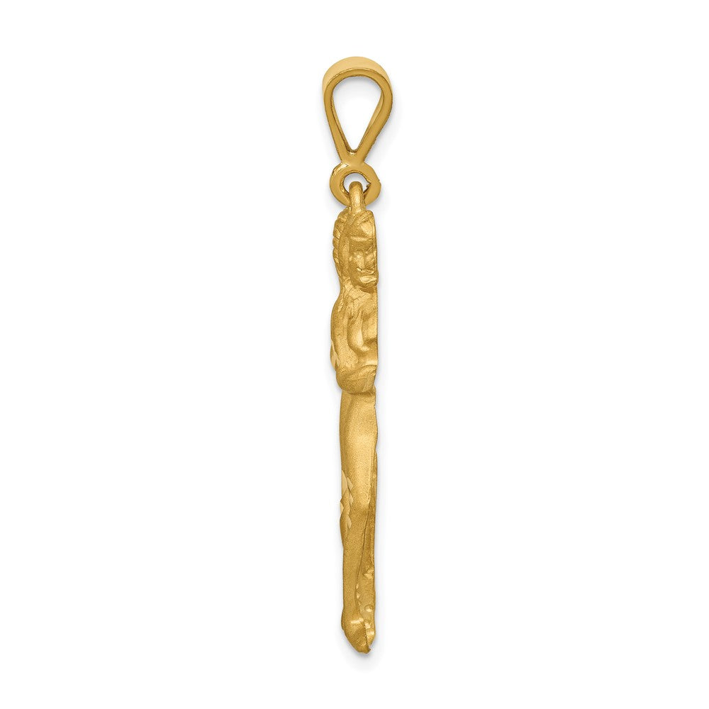 10k Large Satin Diamond-cut Gemini Zodiac Charm