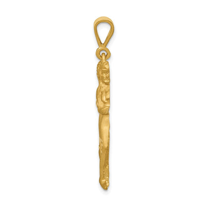 10k Large Satin Diamond-cut Gemini Zodiac Charm