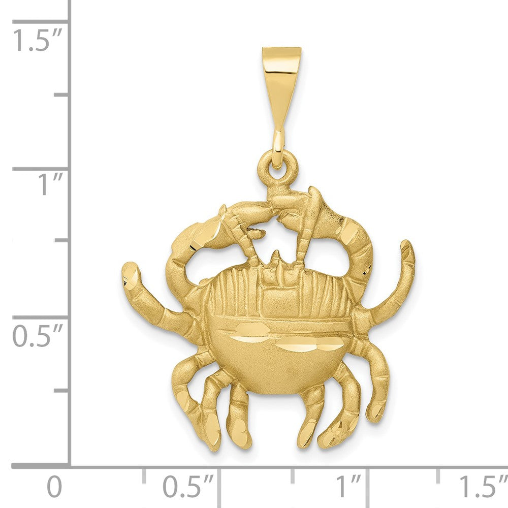 10k Large Satin Diamond-cut Cancer Zodiac Charm