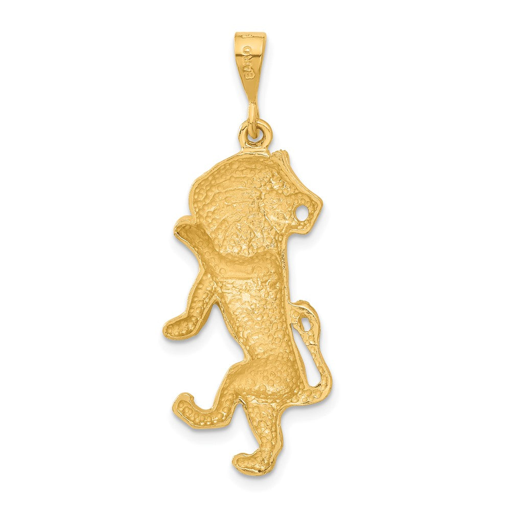 10k Large Satin Diamond-cut Leo Zodiac Charm