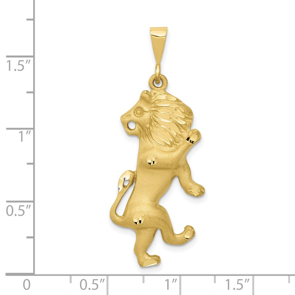 10k Large Satin Diamond-cut Leo Zodiac Charm