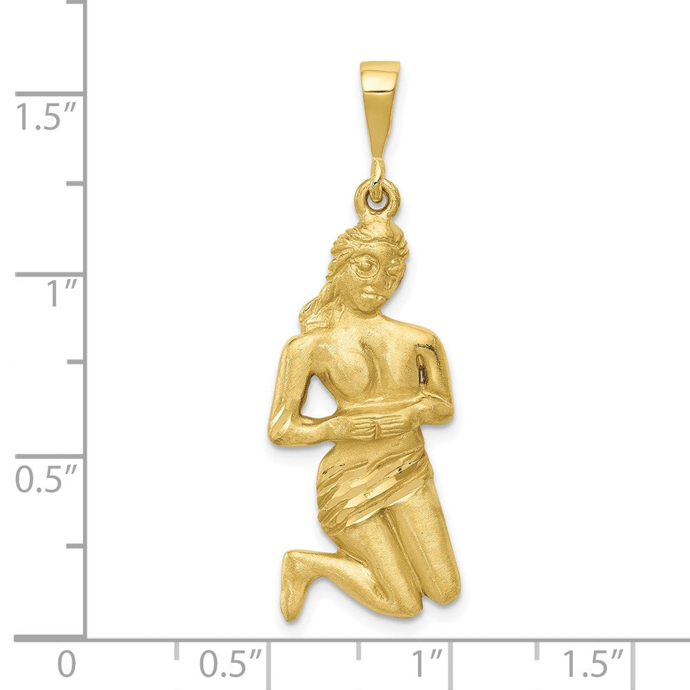 10k Large Satin Diamond-cut Virgo Zodiac Charm