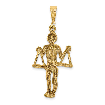 10k Large Satin Diamond-cut Libra Zodiac Charm