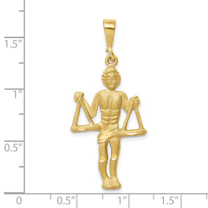 10k Large Satin Diamond-cut Libra Zodiac Charm