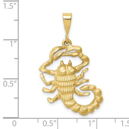 10k Large Satin Diamond-cut Scorpio Zodiac Charm