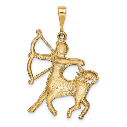 10k Large Satin Diamond-cut Sagittarius Zodiac Charm