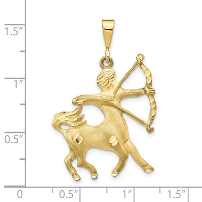 10k Large Satin Diamond-cut Sagittarius Zodiac Charm