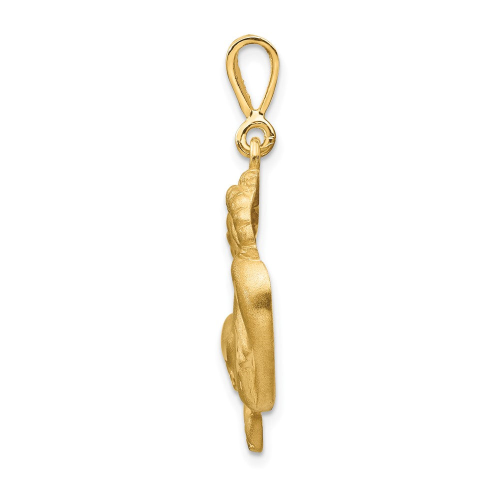10k Large Satin Diamond-cut Capricorn Zodiac Charm