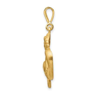 10k Large Satin Diamond-cut Capricorn Zodiac Charm