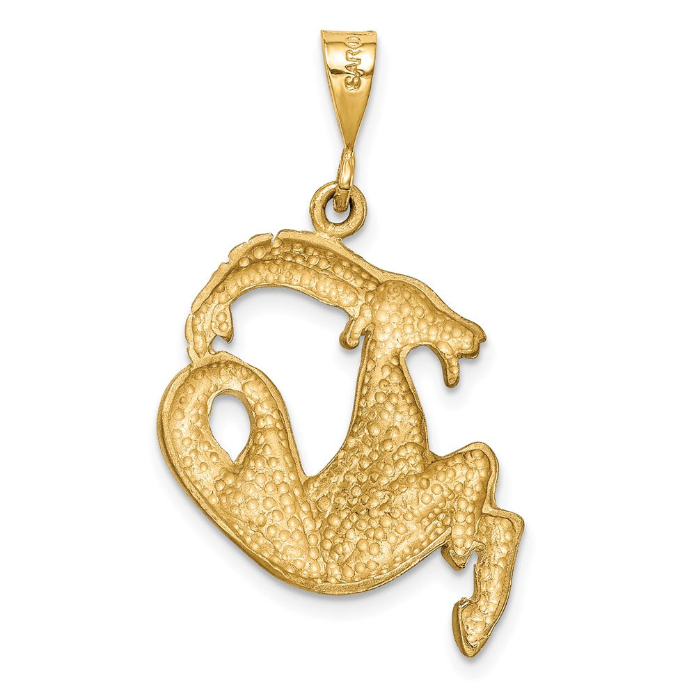 10k Large Satin Diamond-cut Capricorn Zodiac Charm