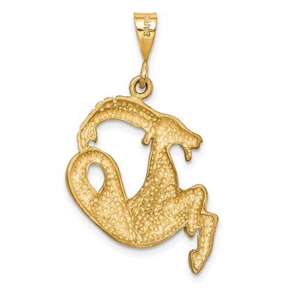 10k Large Satin Diamond-cut Capricorn Zodiac Charm