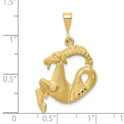 10k Large Satin Diamond-cut Capricorn Zodiac Charm