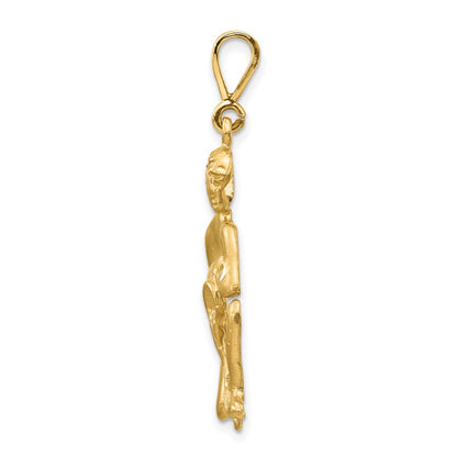 10k Large Satin Diamond-cut Aquarius Zodiac Charm