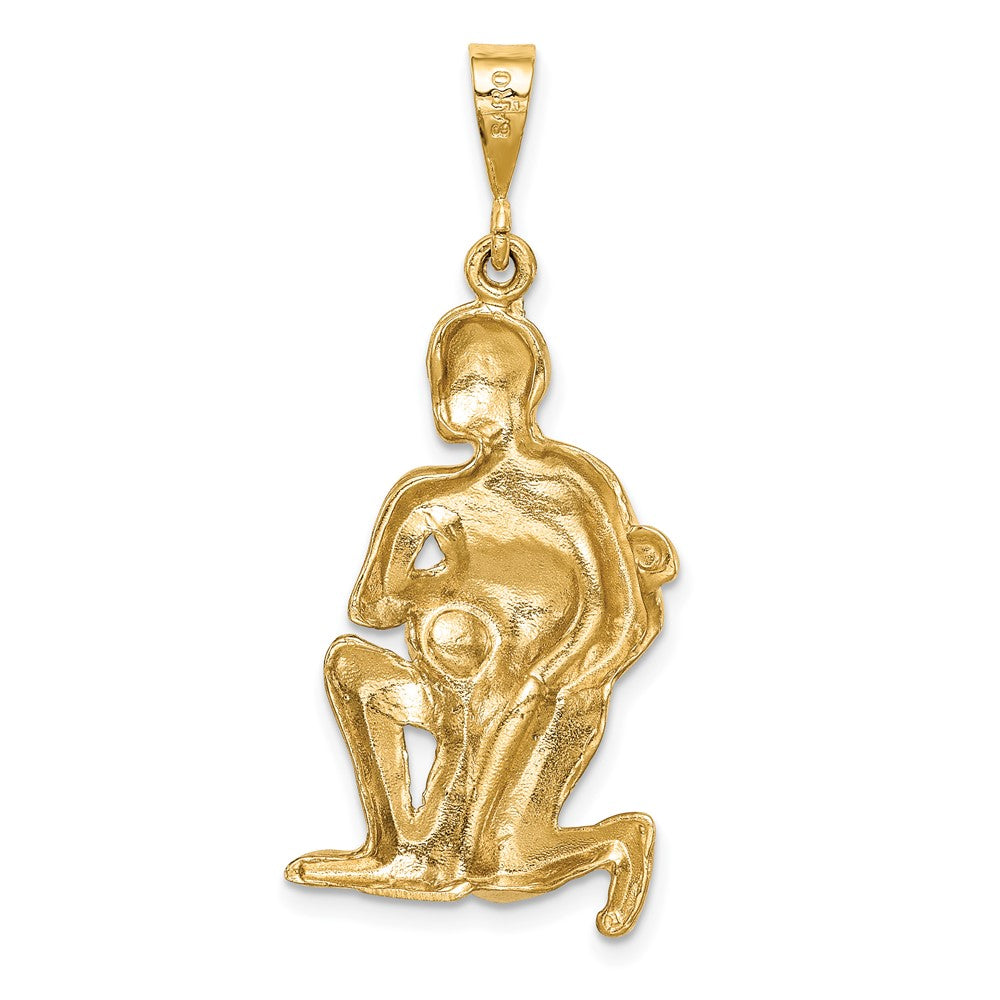 10k Large Satin Diamond-cut Aquarius Zodiac Charm