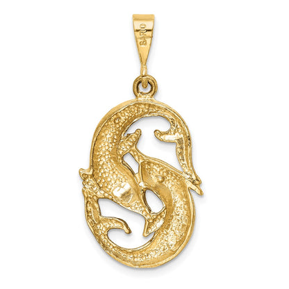 10k Large Satin Diamond-cut Pisces Zodiac Charm