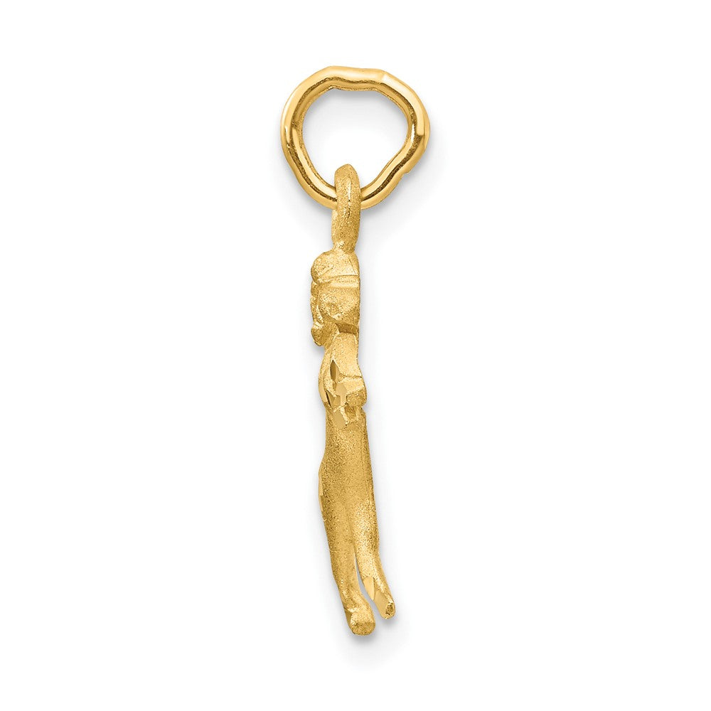 10k Small Satin Diamond-cut Aries Zodiac Charm