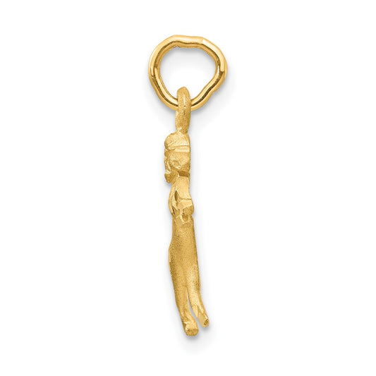 10k Small Satin Diamond-cut Aries Zodiac Charm