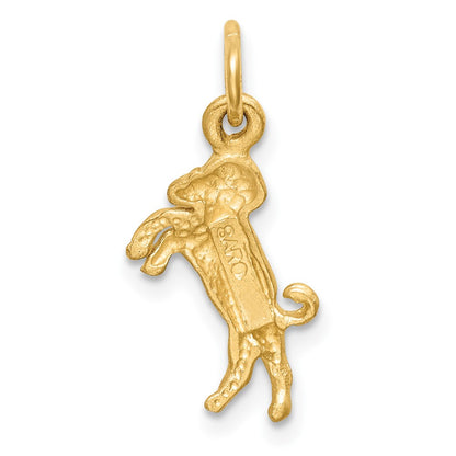 10k Small Satin Diamond-cut Aries Zodiac Charm