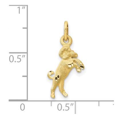 10k Small Satin Diamond-cut Aries Zodiac Charm