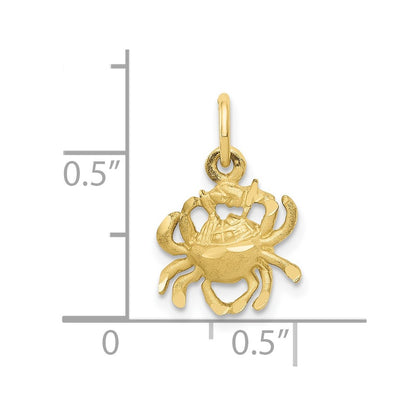 10k Small Satin Diamond-cut Cancer Zodiac Charm