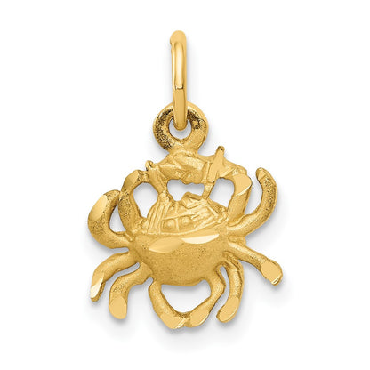 10k Small Satin Diamond-cut Cancer Zodiac Charm
