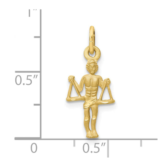 10k Small Satin Diamond-cut Libra Zodiac Charm