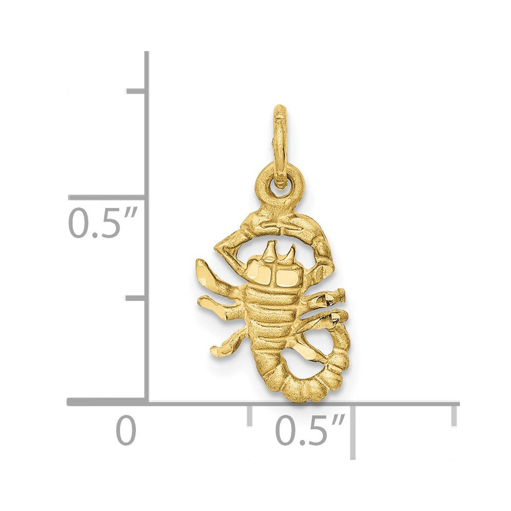 10k Small Satin Diamond-cut Scorpio Zodiac Charm