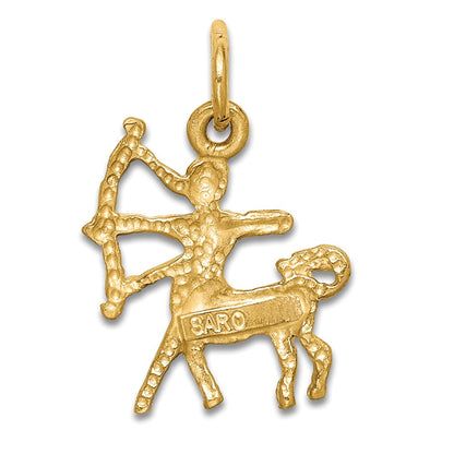 10k Small Satin Diamond-cut Sagittarius Zodiac Charm