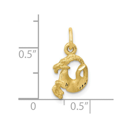 10k Small Satin Diamond-cut Capricorn Zodiac Charm