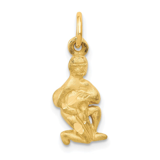 10k Small Satin Diamond-cut Aquarius Zodiac Charm