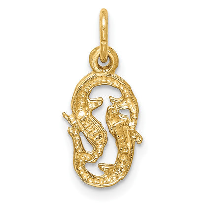 10k Small Satin Diamond-cut Pisces Zodiac Charm