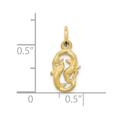 10k Small Satin Diamond-cut Pisces Zodiac Charm